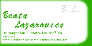 beata lazarovics business card